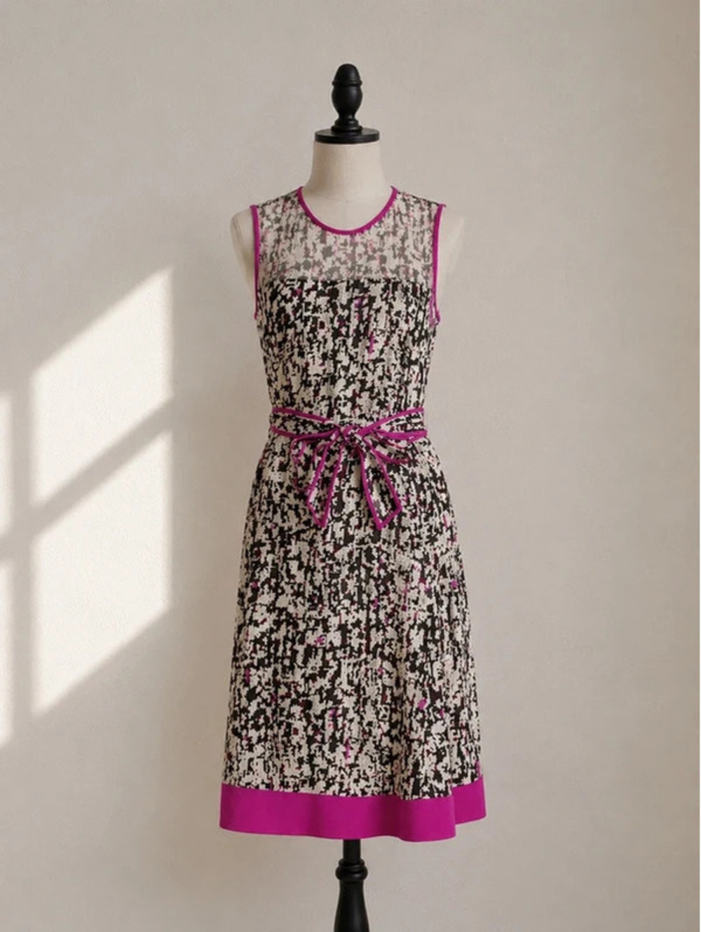 Kate Spade New York Printed A-Line Midi Dress Size 10 Silk Lined Pink White